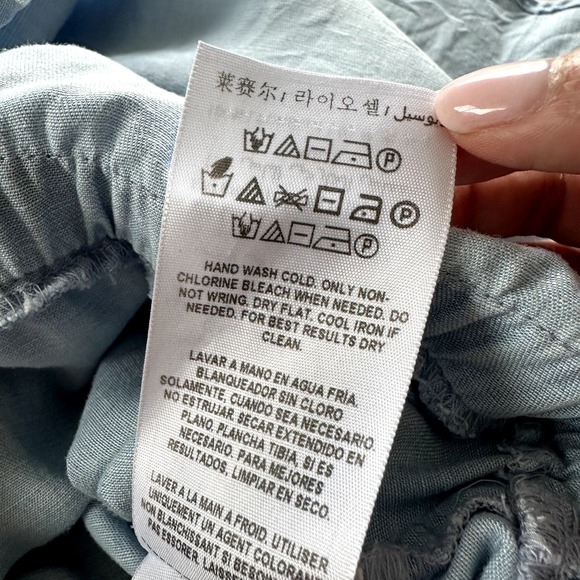 Guess Gianna Chambray Mini Dress Adjustable Strap Ruffled Detail Size Medium - Picture 5 of 10